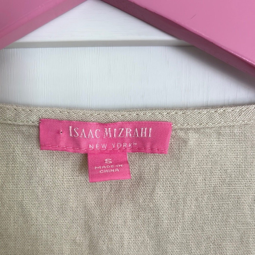 Isaac Mizrahi Cream Blouse with Beaded Neckline - Picture 2 of 6